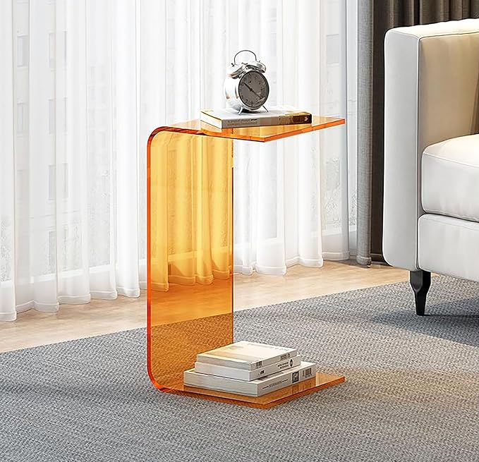 Acrylic End Table, C-Shape Acrylic Side Table Small Simple Clear Side Table - Image 4
