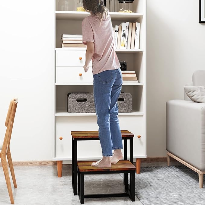 Step Stool for Adults & Kids, Holds up to 500Lb, 3 in1 Heavy Duty Sturdy Wooden - Image 7
