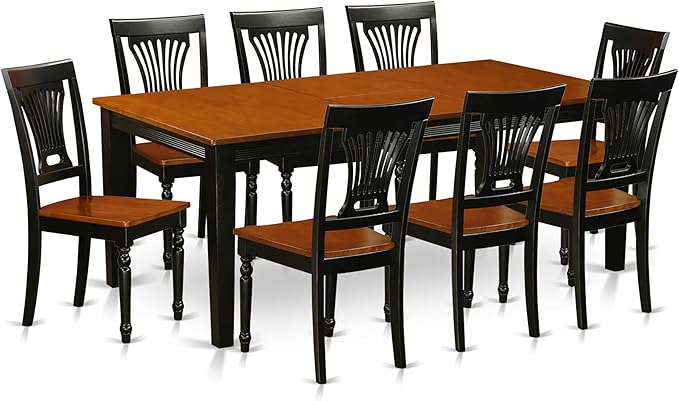 East West Furniture QUPL9-BCH-W 9 Piece Dining Table Set Includes a Rectangle by EastWestFurniture