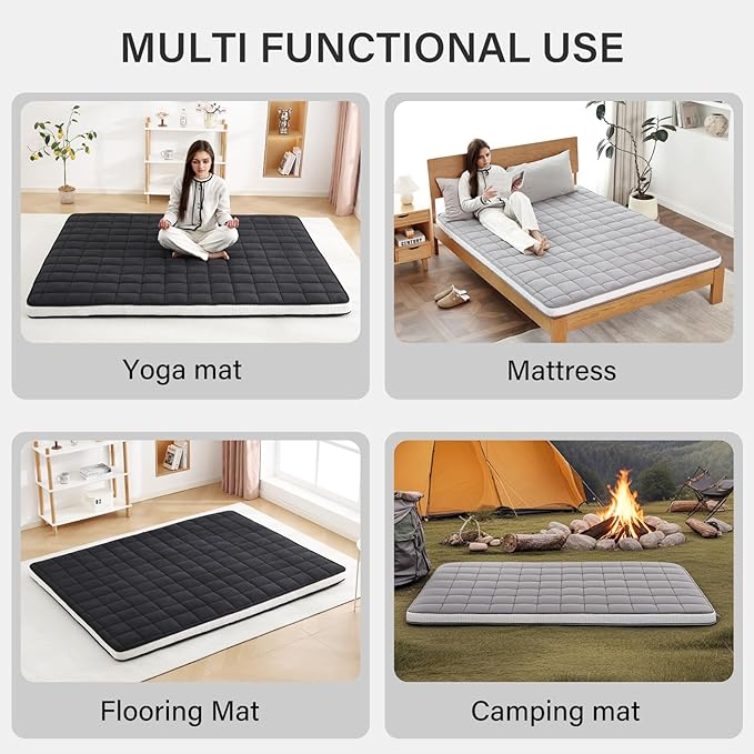 Welnow Japanese Futon Floor Mattress, Queen Size Thick Tatami Mat Portable & - Image 5