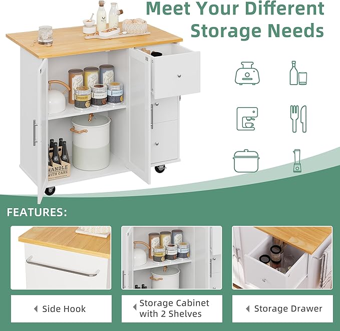 Shintenchi Rolling Kitchen Island Cart - Image 6