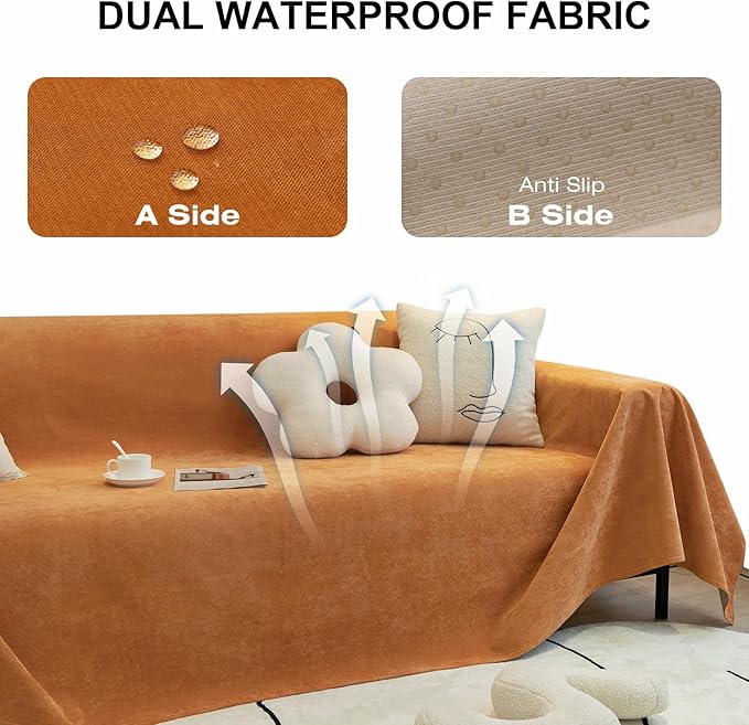 STACYPIK Waterproof Orange Couch Cover - Image 4