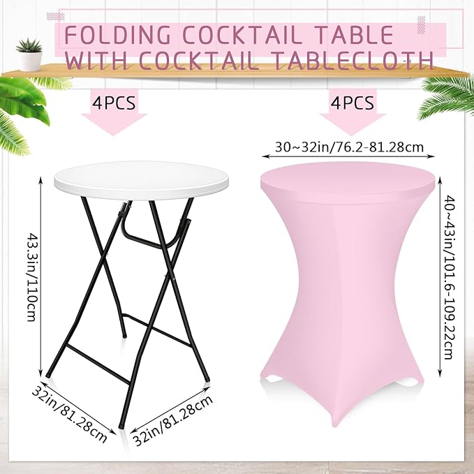 Wenqik 2 Sets 32" High Top Round Folding Cocktail Tables White Bar Height - Image 3