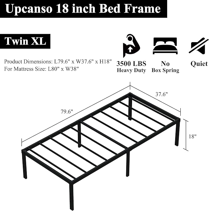 18 Inch Twin XL Bed Frames, Metal Platform Twin XL Bed Frame - Image 3