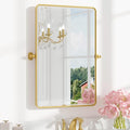 Keonjinn 24 x 36 Inch Pivot Mirror Bathroom, Brushed Gold Beveled Pivot by Keonjinn