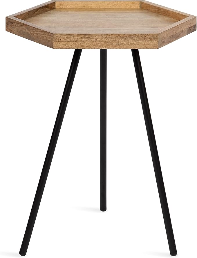 Kate and Laurel Kashvi Modern Hexagon Side Table; 17 x 15 x 20 Natural Wood and - Image 4