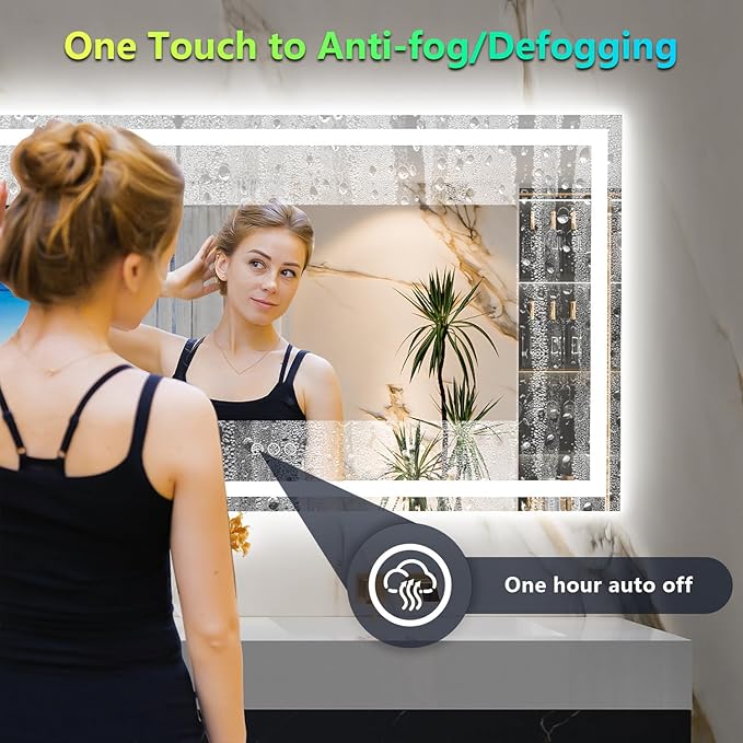 60x36 Inch RGB LED Bathroom Mirror Front Light and RGB Backlit Lighted Vanity - Image 5