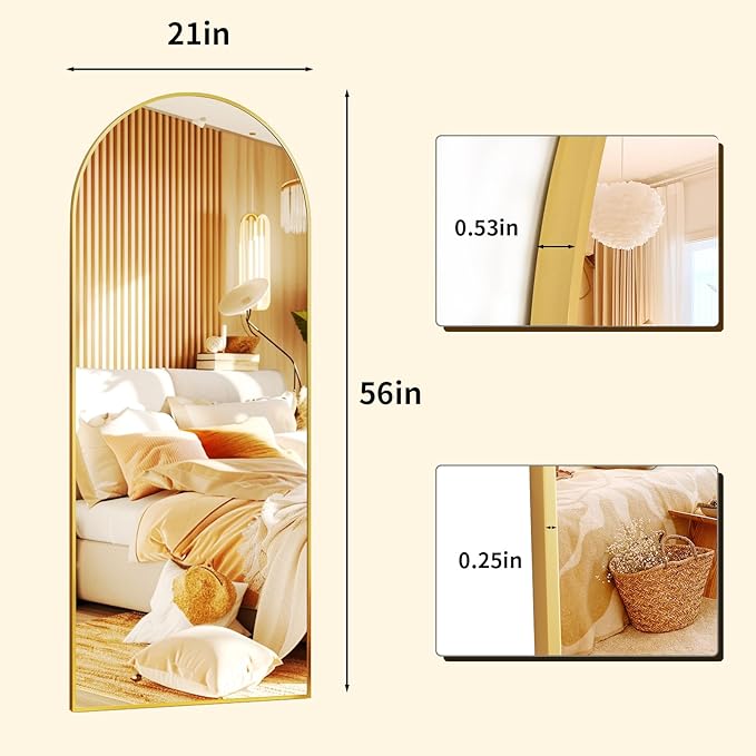 56" x21 Arched Full Length Mirror Floor Mirrors - Image 7