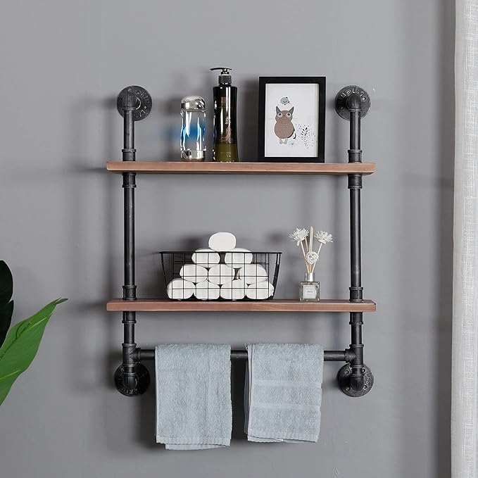 SSS Furniture Industrial Pipe Shelving Bathroom Floating Shelves Wall Mounted - Image 6
