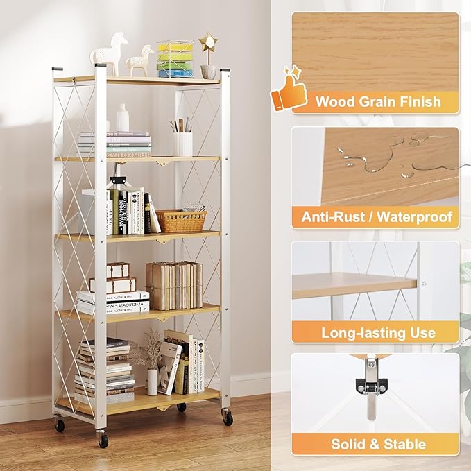 BAOYOUNI 5-Tier Vintage Industrial Bookshelf - Image 4