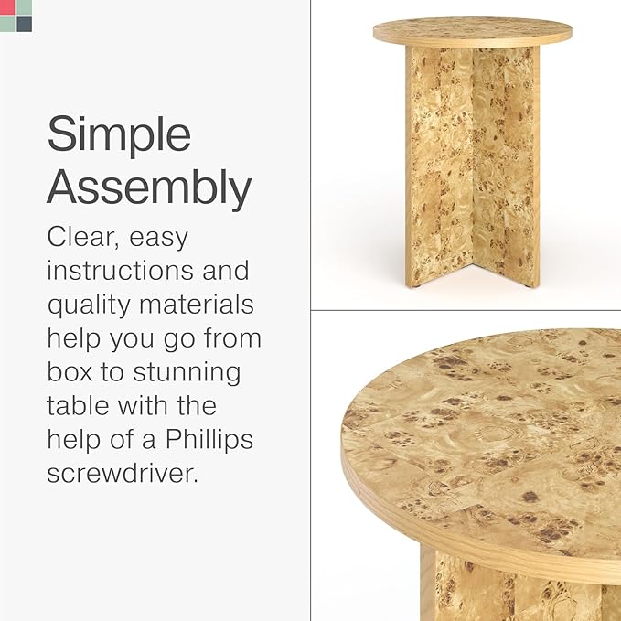 Round Natural Burl End Table for Living Room - Image 7