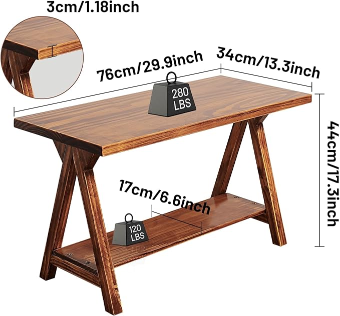 Solid Wood Entryway Bench，Farmhouse Bench - Image 2
