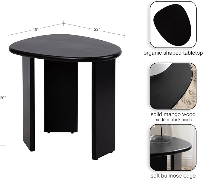 Kate and Laurel Tortola Modern Irregular Round Side Table, Transitional Pebble - Image 3
