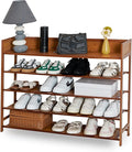 Bamboo Shoe Rack Organizer, 5 Tier Shoe shelf Storage Organizer, by Suwoic