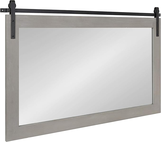 Kate and Laurel Cates Farmhouse Horizontal Wood Framed Wall Mirror, 40 x 26 by KateandLaurel