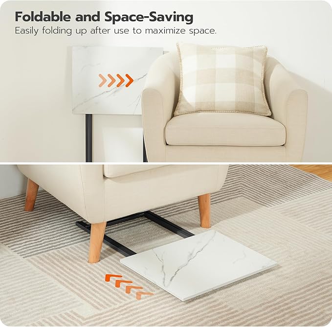 HOOBRO Folding TV Tray Tables, Industrial Side Table - Image 6