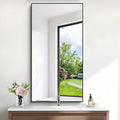 48x24In Black Bathroom Mirror for Wall, Rectangle Mirrors by Welcometocofeny