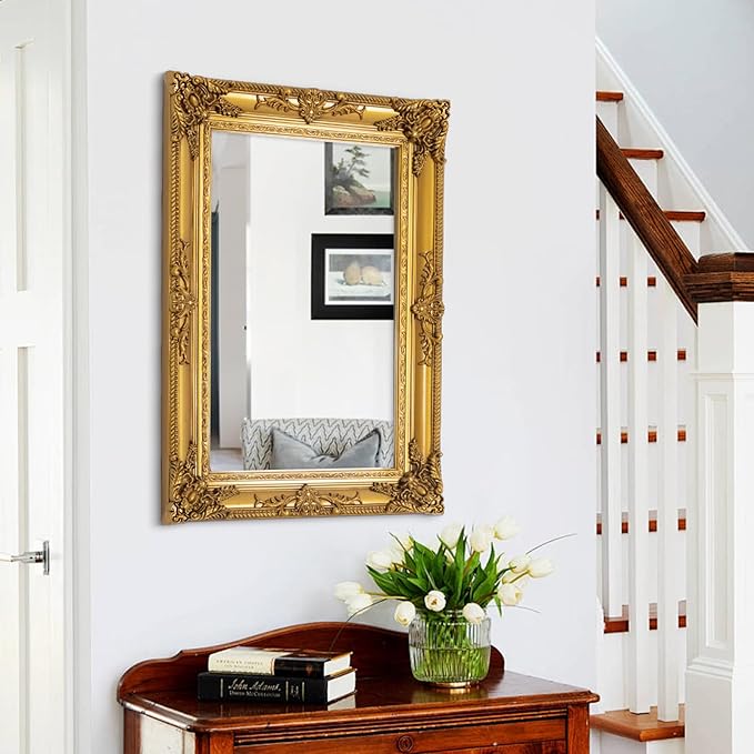 Antique Gold Mirror for Wall Decor, Traditional Antique Living Room Mirror - Image 6