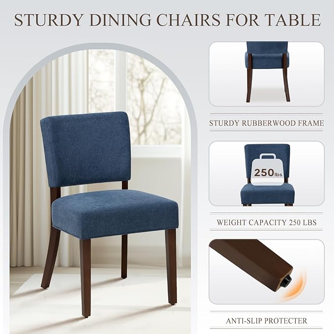 COLAMY Mid Century Modern Dining Chairs Set of 6, Upholstered Kitchen Chairs - Image 4