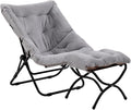 Comfy Folded Chair with Ottoman, Oversized Folding Faux Fur Chair Soft Furry by Givjoy