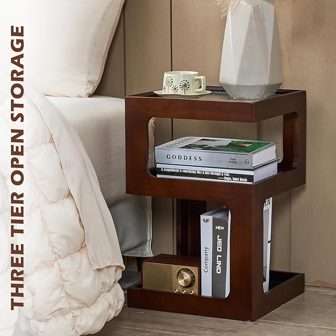 CozyDH 3-Tier End Table No Assembly Required, Modern Side Table 3-Tier Wood - Image 6
