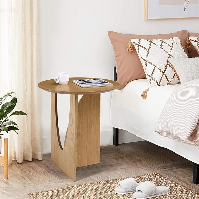Get Set Style Round End Table Accent Side Table Circle Wood Corner Table Small - Image 2
