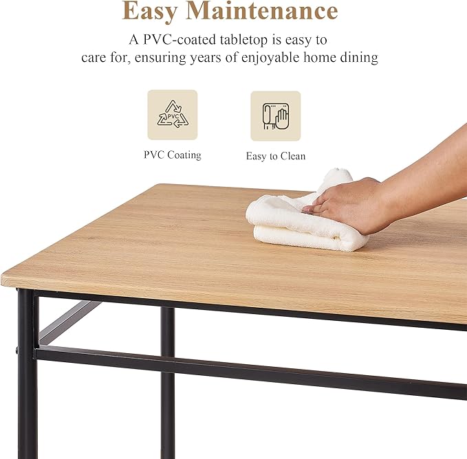 VECELO 5-Piece Kitchen Dining Table Set, Wood Tabletop & Heavy-Duty Metel Frame - Image 5