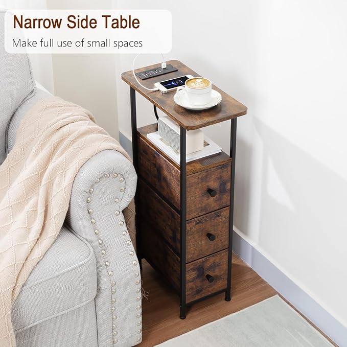 Narrow End Tables Living Room Set of 2 - Image 4
