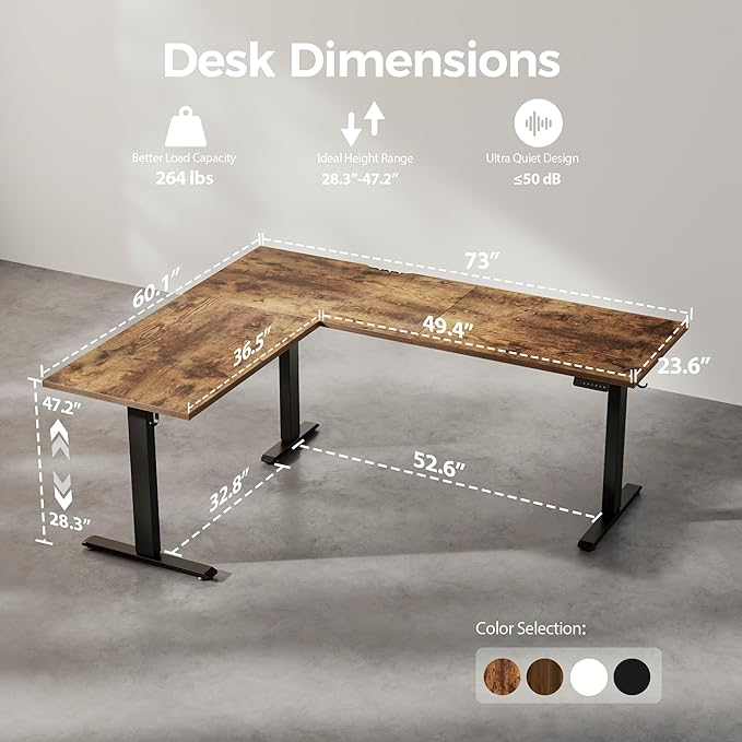 Agilestic Triple Motors 73" x 60" L Shaped Standing Desk, Electric Standing - Image 3