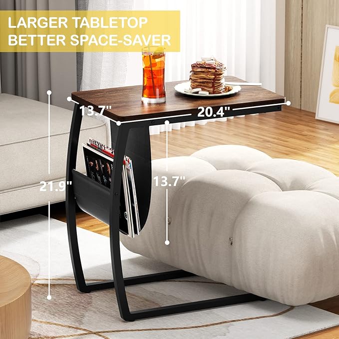 SRIWATANA Side Table End Table, Vintage C Shaped Couch Table - Image 3
