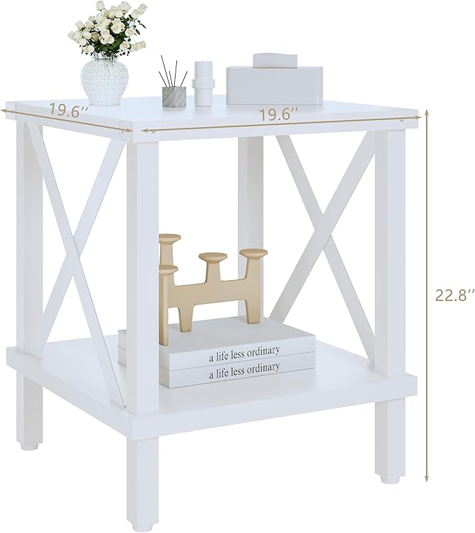Large End Table Farmhouse Side Table Industrial Style Sofa Table Metal X Accent - Image 3