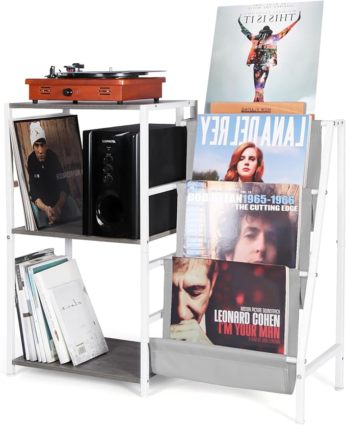 Record Player Stand, 3-Tier Vinyl Record Storage, Turntable Stand by HYCFYJR