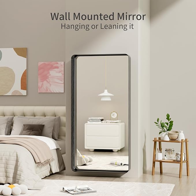Koonmi Black Bathroom Mirror for Wall, 30x60 Inch Matte Metal Deep Framed - Image 3