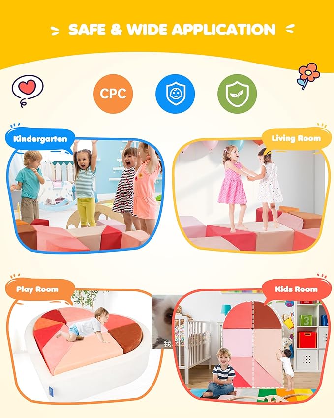 Kids Play Couch, 2-in-1 Heart-Shape Kids Plays Sofa - Image 7