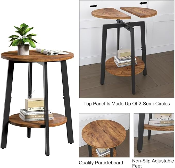 Side Table Set of 2, Small Round End Table - Image 5