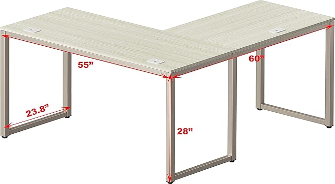 SHW 55 x 60 Inches Commercial-Grade L-Shape Corner Office Computer Desk - Image 3