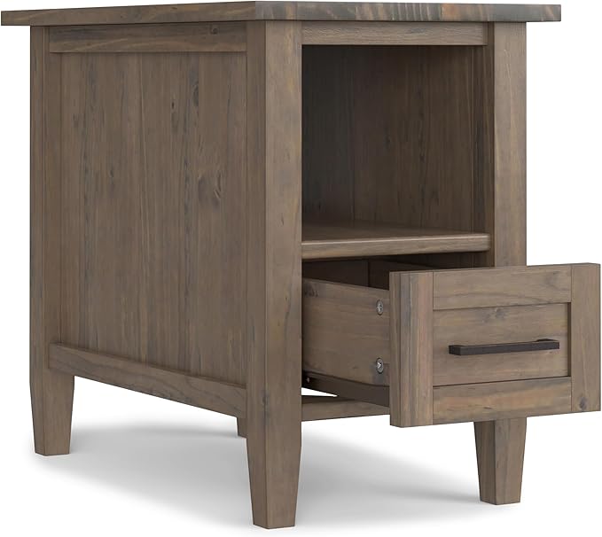 SIMPLIHOME Ela Solid Wood 14 inch Wide Rectangle Transitional Narrow End Table - Image 4