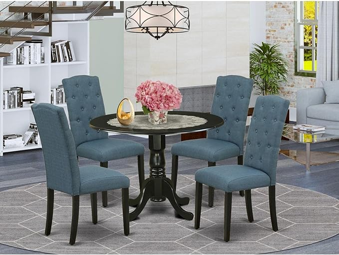 East West Furniture DLCE5-BLK-21 5 Piece Kitchen Table & Chairs Set Includes a - Image 2