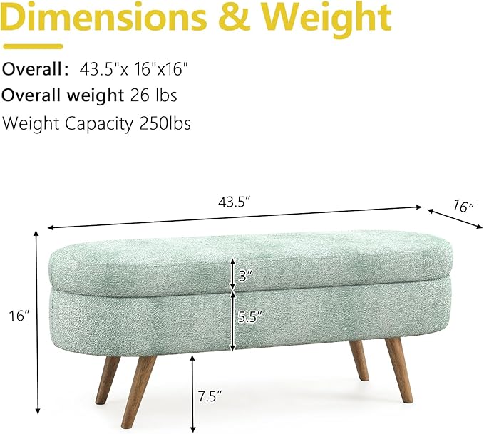 NicBex Ottoman Bench with Storage - Image 3