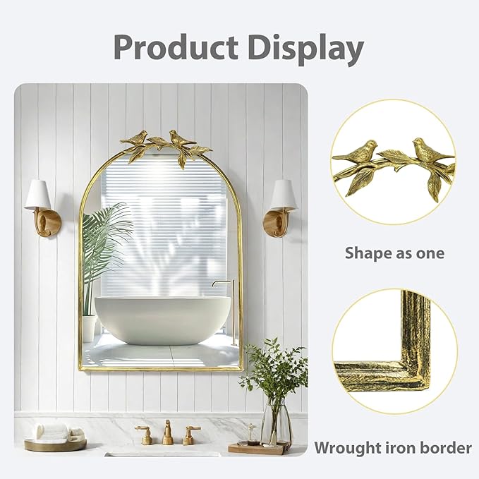 Gold Vintage Mirror for Vanity 24x35 Inch Gold Antique - Image 2