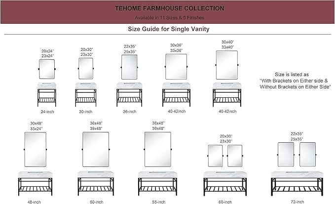 TEHOME 30x40 Pivot Mirror Matt Black Tilt Bathroom Vanity Mirror Large Black - Image 9