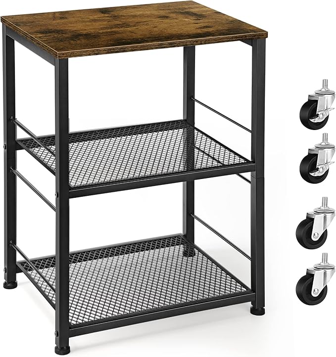 OYEAL Small Nightstand Industrial Square End Table by OYEAL
