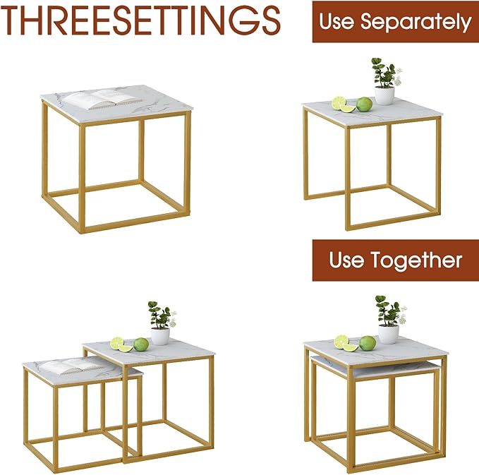 Garden 4 you Coffee Table Set of 2, Modern Engineered Wood Nesting Table - Image 9
