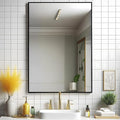 Black Bathroom Mirror 24x36 Inch Rectangular Wall Mirrors Modern Farmhouse by PUZONJIG