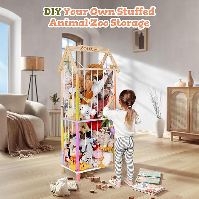 Stuffed Animal Storage, Wooden Stuffed Animal Holder Stuffed Animal Zoo - Image 2