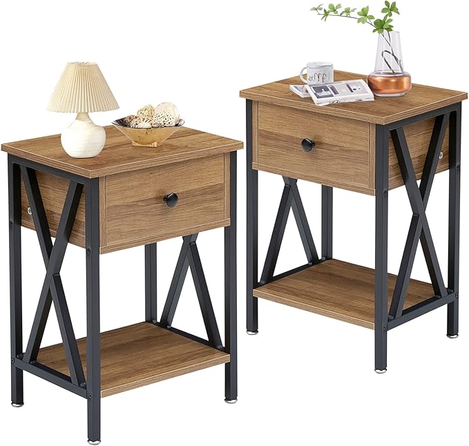 VECELO Nightstands Set of 2, Modern Bedside End Tables, Night Stands by VECELO