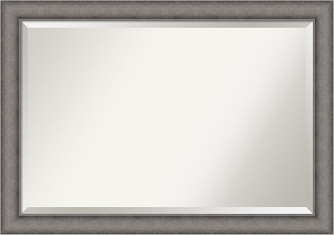 Amanti Art Grey Wall Mirror 29x41 Burnished Concrete Rectangle Bathroom Mirror by AmantiArt