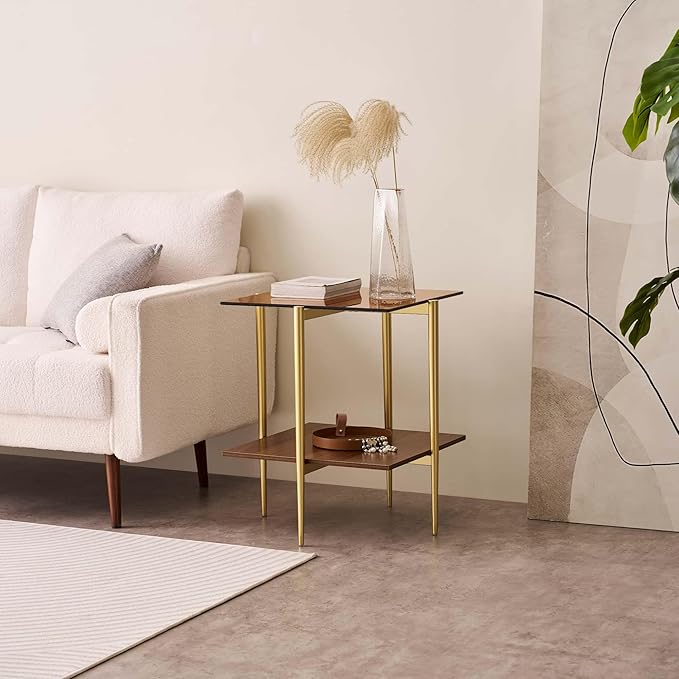 Glass End Table, Mid-Century Modern Design Sofa Table, L41 x W21 x H17 - Image 5