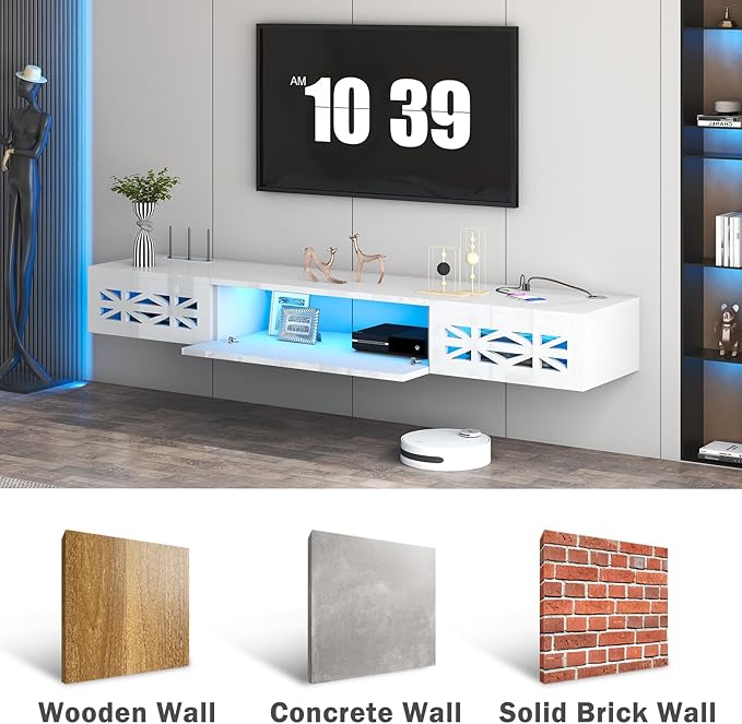 Floating TV Stand, Floating Wall Mounted TV Shelf - Image 3