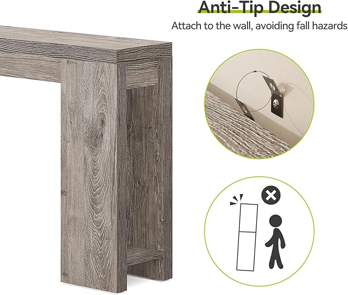 LITTLE TREE 70.9-Inch Long Entryway Table, Farmhouse Sofa Console Table - Image 10